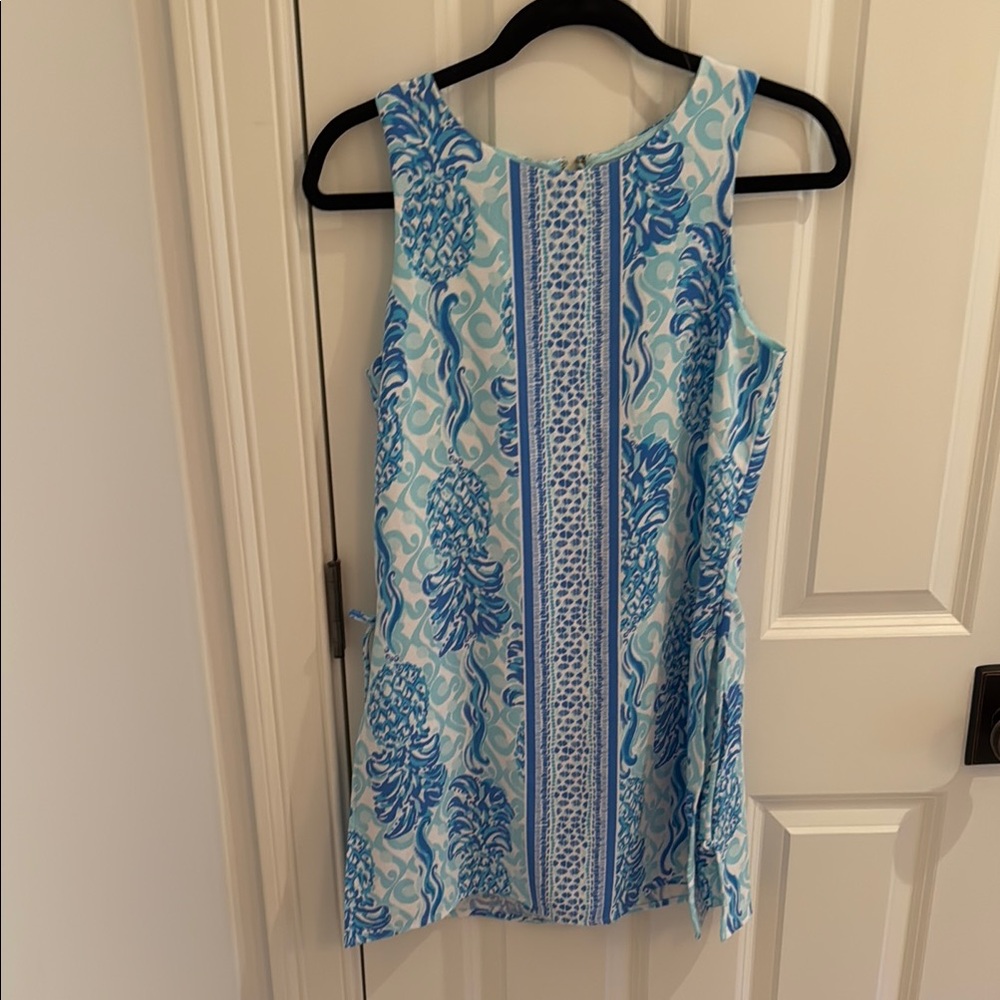 Lilly Pulitzer Blue and White Patterned Sleeveless Romper